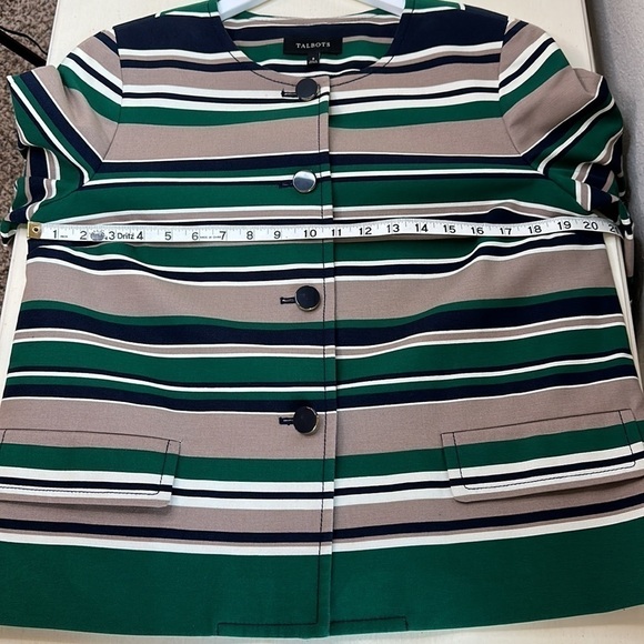 Talbots Green & Blue Striped Jacket Size 8 - Picture 11 of 13